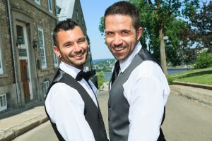 two men on their wedding day in matching attire